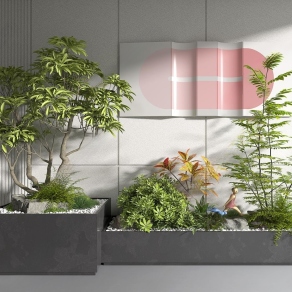 现代室内植物造景3D模型下载